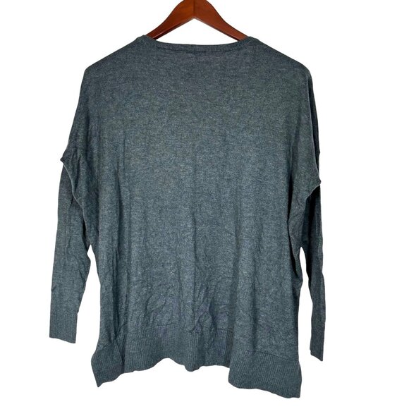 Express Womens Oversized V-Neck Charcoal Grey Sweater With Side Zippers S - Picture 2 of 5